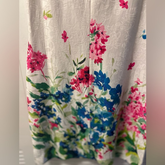 NWOT- CHAPS SUMMER DRESS KNEE LENGTH COTTON BLEND FLOWER - Picture 7 of 8